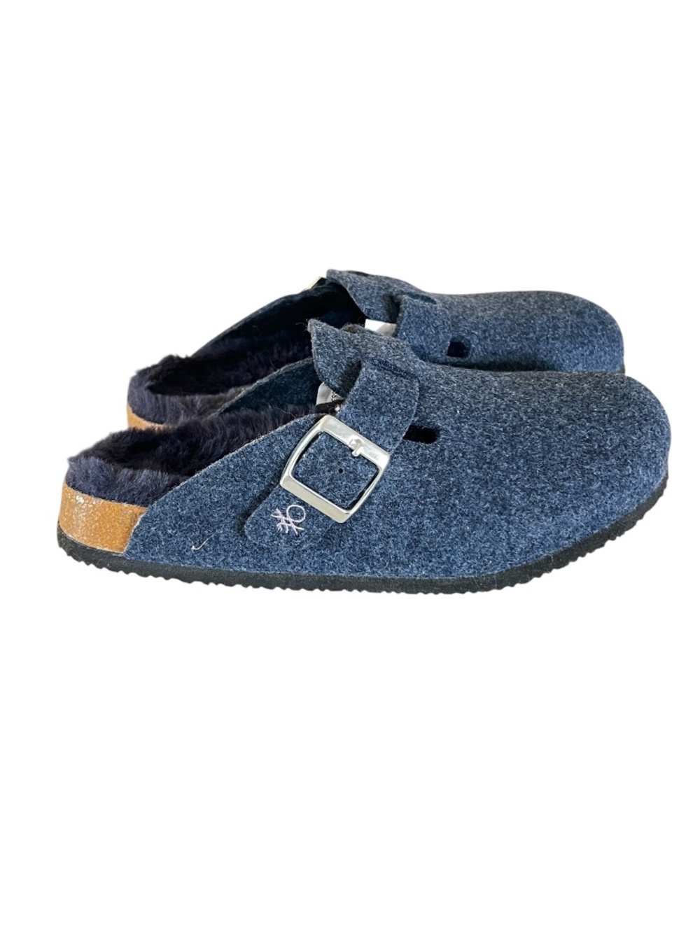 Colors of Benetton Faux Wool Clogs Slippers Size M Skip on Blue